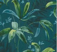 A.S. Création Papier Peints Jungle Jungle Chic intissé - 10,05m x 0,53m - Bleu Vert Fabriqué en Allemagne 377044 37704-4