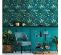 A.S. Création Papier Peints Jungle Jungle Chic intissé - 10,05m x 0,53m - Bleu Vert Fabriqué en Allemagne 377044 37704-4