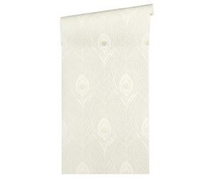Architects Paper Papier peint intissé Absolutely Chic - Avec plume de paon - 10,05 m x 0,53 m - Gris métallisé - Fabriqué en Allemagne - 369711 36971-1