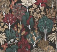 Architects Paper papier peint jungle Floral Impression tropicale papier peint intissé noir vert rouge beige marron 10,05 m x 0,53 m