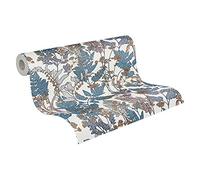 Architects Paper Papier Peints Fleuris Floral Impression intissé - 10,05m x 0,53m - Bleu Crème Beige Fabriqué en Allemagne 377517 37751-7