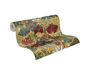 Architects Paper Papier Peints Jungle Floral Impression intissé - 10,05m x 0,53m - Jaune Rouge Bleu Fabriqué en Allemagne 377571 37757-1