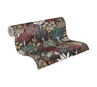 Architects Paper Papier Peints Jungle Floral Impression intissé - 10,05m x 0,53m - Noir Vert Rouge Fabriqué en Allemagne 377576 37757-6