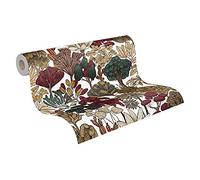 Architects Paper Papier Peints Jungle Floral Impression intissé - 10,05m x 0,53m - Rouge Beige Brun Fabriqué en Allemagne 377577 37757-7