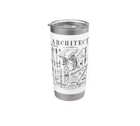 Architecture Architecture Outils étudiants Vintage Brevet Impression Gobelet isotherme en acier inoxydable double paroi