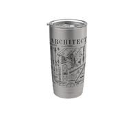 Architecture Architecture Outils étudiants Vintage Brevet Impression Gobelet isotherme en acier inoxydable double paroi