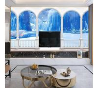 Architecture Blanche Paysage De Glacier Mer Baleine 3D Papier Peint Texture Soyeuse Intissé Salle à Manger Bureau D'étude Canapé Chambre Salon TV Mur-200cm×140cm