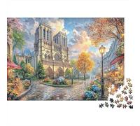Architecture Cathédrale Puzzle pour Adultes Puzzle 1000 Pièces Papier Scène de Rue Automnale Coffret Puzzle 1000 Pièces Détente 38x26cm/1000pcs