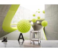 Architecture Créative Sphère Verte Grise Papier Peint 3D Installation Facile Intissé Tapisserie Bureau Salon Canapé Chambre Décoration Murale-350cm×256cm