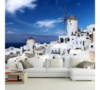 Architecture D'Art Fraîche Et Belle Mer Bleue Papier Peint 3D Installation Facile Intissé Tapisserie Bureau Salon Canapé Chambre Décoration Murale-250cm×170cm