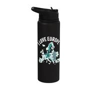 Architecture de cartes de puzzle J'aime l'Europe Stainless Steel Insulated Water Bottle