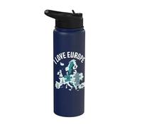Architecture de cartes de puzzle J'aime l'Europe Stainless Steel Insulated Water Bottle