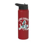 Architecture de cartes de puzzle J'aime l'Europe Stainless Steel Insulated Water Bottle