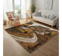 Architecture de Ferme Rurale Tapis Antidérapant 120x170cm Tapi Salon Lavable Paysage Rural Marron Tapis D'entrée Doux Moquette Chambre Poil Ras Moquette Entree Interieur, Paillasson Extérieur