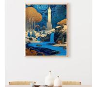 Architecture Diamond Painting Adulte, Ciel 5D DIY Peinture Diamant Complet Set, Diamant Cristal Art Broderie Adultes Enfants Peinture Kit, pour Décoration Murale Maison Cadeau 40x50 cm PjY3577 T-D