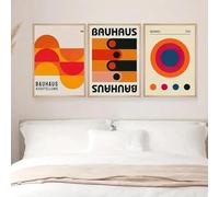 Architecture du Bauhaus Illustrations géométriques Affiches gravures Mid-Century Modern Peinture à l'huile Abstraite Peinture murale Art Tableaux Vivre Decoration de la maison 40x60cmx3 Sans cadre