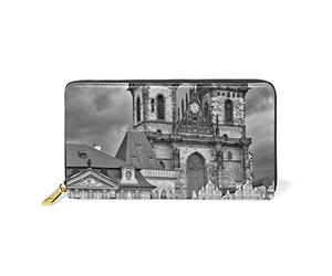 Architecture Européenne Culture Art Portefeuille Zipper Long Bourse en Cuir Véritable avec Titulaire de la Carte de Crédit pour Téléphone Femmes Fille Hommes