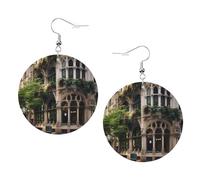 Architecture In Downtown Chicago Boucles d'oreilles rondes en cuir avec pendentif élégant et léger pour femmes et filles, taille unique, cuir, sans pierre précieuse