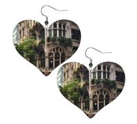 Architecture in Downtown Chicago Prints Boucles d'oreilles en cuir avec pendentif en forme de cœur élégant et léger pour femmes et filles, taille unique, cuir, sans pierre précieuse