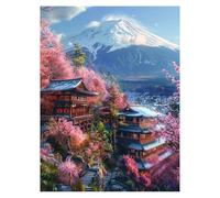 Architecture japonaise Peinture Numero Adulte Montagne enneigée Kit Peinture par Numero Adulte 30x40cm, Activité Manuelle Enfant Canvas Painting, Paint by Numbers Acrylic Paint et pinceaux LSJ1359
