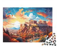 Architecture Montagne Coucher Puzzle, 1000 Pcs Jeu Intérieur Adulte | 70x50cm Carton, Exercice Mental, Finition Surface Lisse, Amateurs De Puzzles, Réduction Du Stress