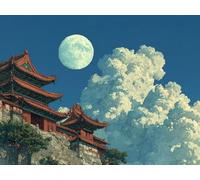 Architecture Peinture Numero Adulte, Chinois Peinture Numero Enfant, Loisirs Créatifs Adultes Kits, Paint by Numbers avec Pinceaux et Pigment Acryliques, Cadeaux Filles, Deco Maison, 90x60cm 6-2515