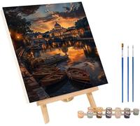 Architecture Peinture Numero Adulte, Coucher De Soleil Peinture par Numero Adulte, Activité Manuelle Adultes, Paint by Numbers for Adults avec Pinceaux et Acrylique, Décoration Maison 70x95cm 3-6792