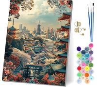 Architecture Peinture Numero Adulte, Peinture par Numero Adulte Ville, DIY Loisirs Créatifs Adultes, Paint by Numbers Kits avec Pinceaux et Peinture Acrylique, Décoration Maison 70x95cm 7-6435