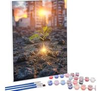 Architecture Peinture par Numero Adulte Feuilles, Peinture Numero Adulte Débutants DIY Pinceaux Paint de Dessin de Pigment Acrylique Kit, Loisirs Créatifs Decoration Maison 90 x 120 cm PjY1744 6-Q