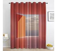 Architecture Rouge Rideaux Lot de 2 - Vue sur l'océan Thermique Rideaux - Occultant Rideau a Oeillets pour Salon Chambre - L140 X H220 cm Ex406