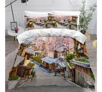 Architecture Rurale Housse de Couette 140x200 Parures de Lit 1 Personne Imprimé 3D Microfibre Douce Paysages Naturels Housses Couette avec 2 Taies d'oreiller et Fermeture Éclair h.5588