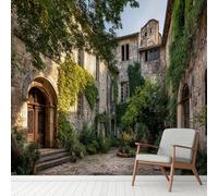 Architecture Rurale Plante Rétro Autocollant Papier Peint, Ancienne Nordique Resistant a l'eau Mural, Style Rural Rue Stickers Muraux poster Pour Salon Chambre Cuisine Décoration Murale 315x450 cm