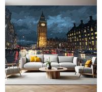 Architecture Urbaine Papier Peint Intissé 400 x 280 cm Big Ben à Londres Panoramique Image Photo Trompe l'oeil Murale Wallpaper Tapisserie pour Salon, Adulte Chambre d'enfants, Étude Décoration