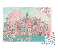 Architecture Urbaine Puzzle 1000 Pièces Printemps Fleur Puzzle pour Adultes Puzzle en Famille Décoration Cadeau 70x50cm/1000pcs