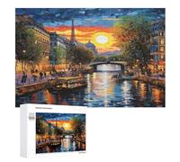 Architecture Urbaine Puzzles 1000 Pièces Adultes, Puzzle en Bois Jeux D'adresse pour Toute La Famille,Jeu De Team Building （75×50cm）