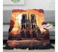 Architecture Vintage Plaid 3D Imprimé Microfibre Canapé Décor Maison Couverture Église Throw Blanket Adultes Jeunes 40x50(100x130cm)
