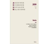 Archives de sciences sociales des religions n° 209 - Varia - Collectif - Ecole Des Hautes Etudes En Sciences Sociales - broché - Revue