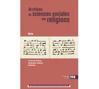 Archives des sciences sociales des religions, n°198: Tribes & scribes