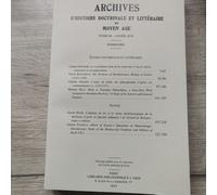 Archives D'histoire Littéraire Et Doctrinale Du Moyen Âge - Tome 86