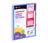 Archivex-Star Chemise Kangourou Spirale 40 Pochettes Couleur Bleu Carchivo