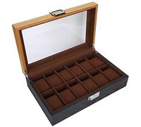 Archuu Boîte à Montres en Bois Massif à 12 Fentes, boîte à Montres en Bois Bicolore, étui à Bijoux et Organisateur de Rangement 31,5 x 19,8 x 8 cm, pour Hommes et Femmes, Defult, default