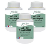 ARCILIA - Acide oxalique sel d’oseille - nettoie métaux & bois anciens - 400 g - Fabrication française - x3