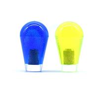 Arcity Lot de 2 boutons de manettes ovales de type américain pour machine Zippy Sanwa Seimitsu Arcade1up Jaune et bleu transparent