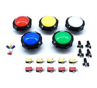 Arcity Lot de 5 boutons poussoirs Arcade LED 100 mm bombés lumineux 10,2 cm avec micro interrupteur pour machine de jeu Jamma MAME Pop'n Musique Console 5 couleurs durables