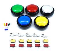 Arcity Lot de 5 boutons poussoirs Arcade LED 100 mm bombés lumineux 10,2 cm avec micro interrupteur pour machine de jeu Jamma MAME Pop'n Musique Console 5 couleurs durables