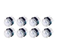 Arcity Lot de 8 boutons poussoirs pour arcade - Lumière blanche brillante - 6 boutons de 28 mm + 2 boutons de 24 mm - 5 V avec microswtich intégré pour machine d'arcade - Kit de bricolage