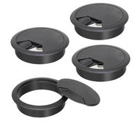 Arcjunys Lot de 4 œillets ronds de 60 mm pour trou de câble de bureau - Cache-trou de câble pour la maison et le bureau - Noir