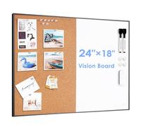 ARCOBIS Tableau Blanc en Liège 60 x 45 cm - Magnétique Effaçable à Sec et d'Affichage Avec Cadre Noir - Pour Mur, Maison, Bureau, École