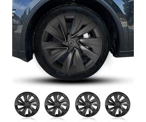 Arcoche Model Y 2025 2026 Juniper 19 Pouces Couvertures de Roues 4 Pcs Protecteur de Jante Model Y Juniper Hubcaps Matériel ABS Couvertures de Roues Enjoliveurs(Style d'usine Original-Noir Mat)