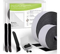 ARCOL Scratch Autocollant Double Face pour Moustiquaires le Plus Fort - Kit Complet Pour Moustiquaires Magnétiques - Veltro Seule Partie de la Marque/Partie Rugueuse/Avec Crochets (Noir)